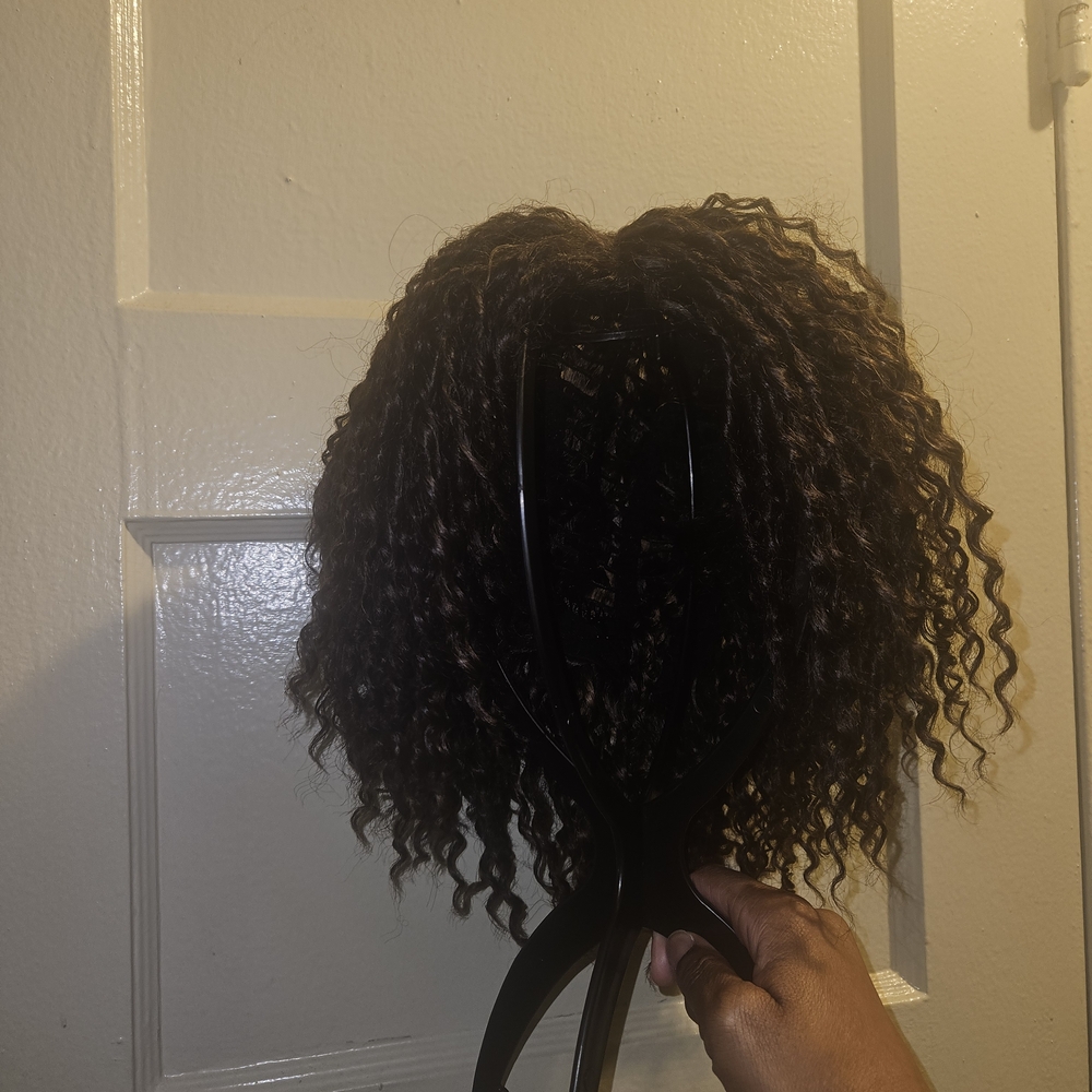 Natural Curly Synthetic Wig - Dark Brown